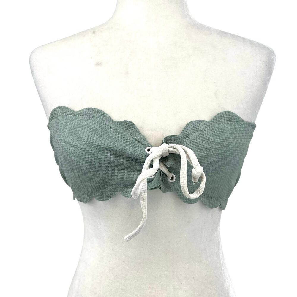 Marysia Swim Women's M Green Antibes Bandeau Bikini Scalloped Strapless NWOT - Picture 2 of 9